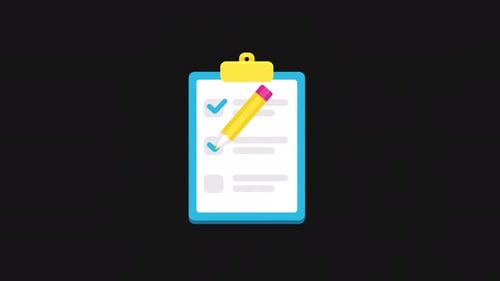 Animated Checklist with Pencil Marking Tasks on Clipboard