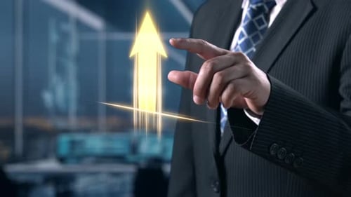 Man in Suit with Rising Stock Chart Animation