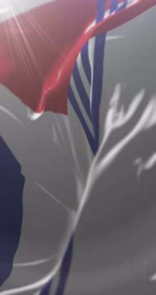 Waving Vertical Flag with Red White and Blue Stripes