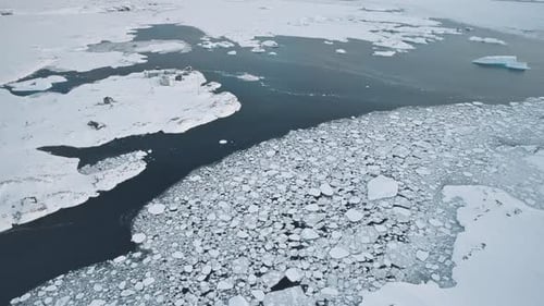 Antarctica Iceberg Aerial Top Down Flight View