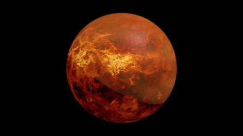 Fiery Rotating Alien Planet Loop Animation