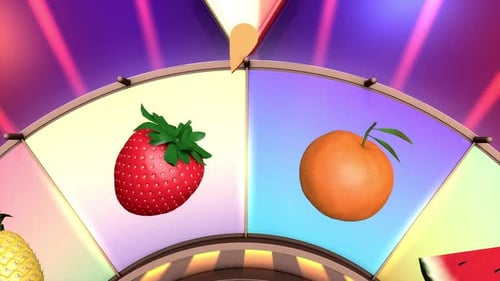 Colorful Fruit Spinning Wheel Game Animation