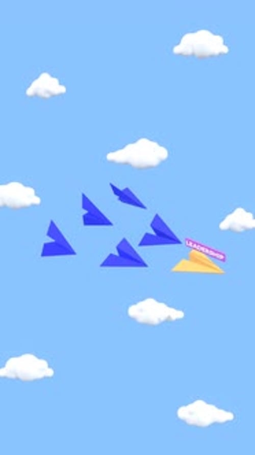 Flying Paper Planes Leadership Animation In Vertical Video for Corporate and Training Concept.