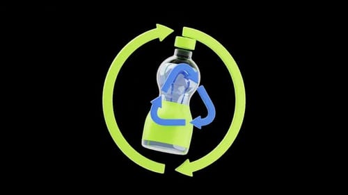 3D Animated Recycling Plastic Bottle Icon