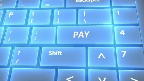 Futuristic Computer Keyboard Pay Text on Key