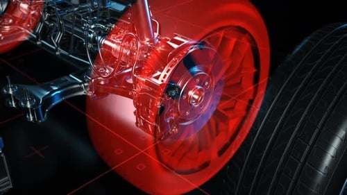 3D Animation of Electric Vehicle Chassis with Battery and Suspension