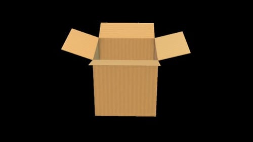 Animated 3D Cardboard Box Opening and Closing Loop