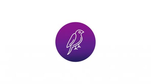 Animated Bird Logo Reveal in Minimalist Purple Gradient Circle