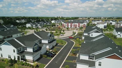 Drone View of American Suburb at Summertime
