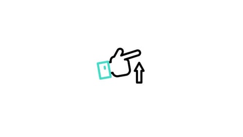 Animated Hand Pointing Right with Swipe Up Arrow Icon
