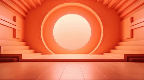 Minimalist 3D Studio Reveal with Circular Archway Animation