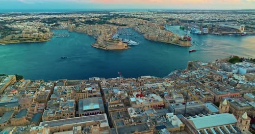 Aerial View of an Incredible View of the Old Town Center of Valletta