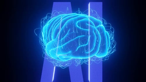 Human Brain Hologram: AI and the Concept of Artificial Intelligence Thinking - Animation
