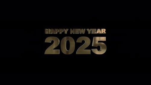Happy New Year 2025 3D text animation on alpha channel