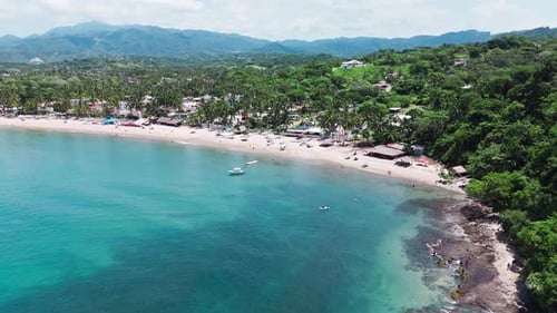 Lo De Marcos Showing Crystal Clear Waters And Sandy Beach, A Mexican Village On The Riviera Nayarit