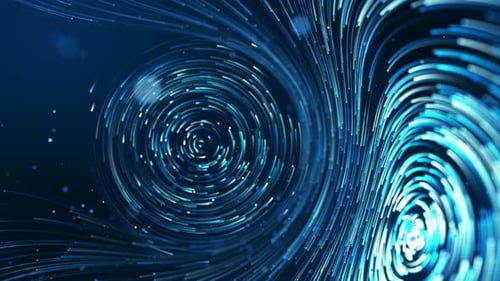 4K Cool Blue Technology Dreamy Rotating Twisted Particle Line Background