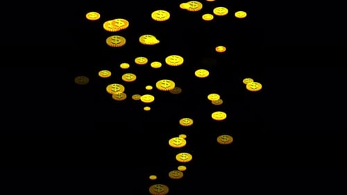 Animated Falling Gold Dollar Coins Loop