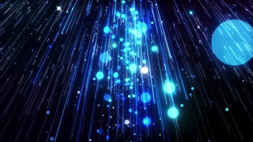 Blue Futuristic Light Trails and Bokeh Particles Background