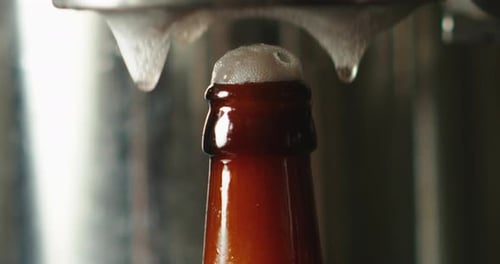 automated industrial chain of bottles for beer and alcoholic and soft drinks. the concept of indus