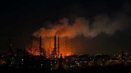 Factory Complex At Night
