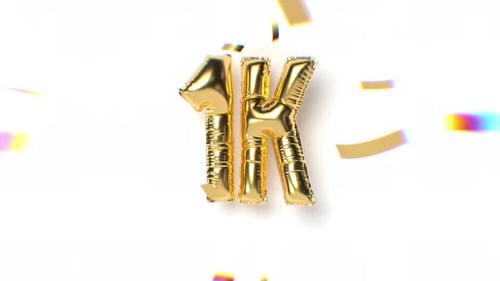 Animated 1K Golden Balloon Achievement Title