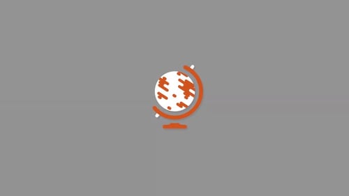 Flat Design Animated Icon of a Rotating World Globe
