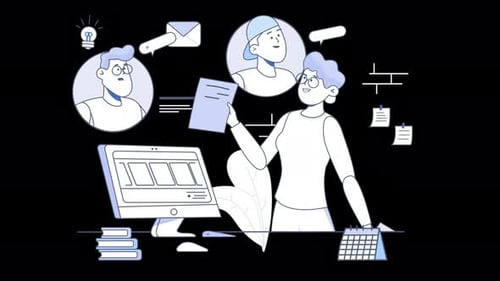 Flat Design Remote Work Collaboration Animation