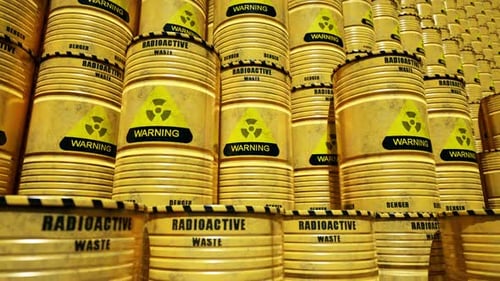 Radioactive Waste Barrels Warning Loop Animation