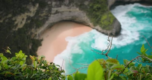 Pristine Ocean Tropical Kelingking Beach with Golden Sand in Nusa Penida Indonesia Amazing Landscape