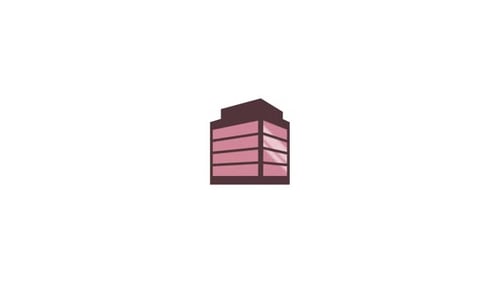 Animated Building Icon with Flowing Light in Flat Design