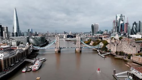 Iconic Tower Bridge Connecting London with Southwark on the Thames River