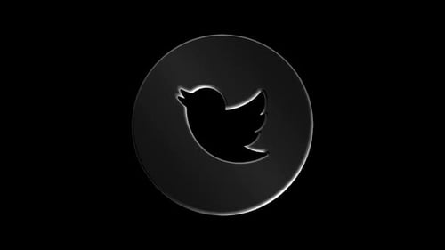 3D Rotating Glossy Twitter Icon Animation