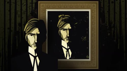 victorian man observing his portrait as it slowly decays