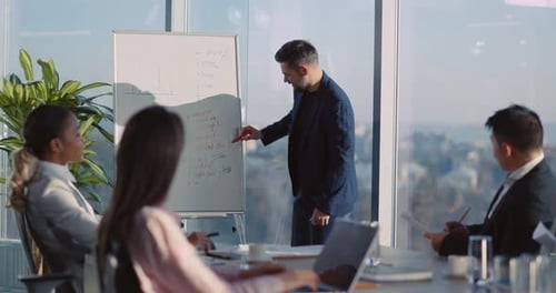 Business Team Meeting in Bright Modern Office