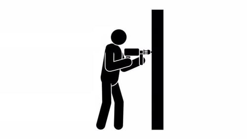 Pictogram of worker drills with an electric drill
