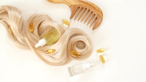 Blonde Hair with Comb and Beauty Products