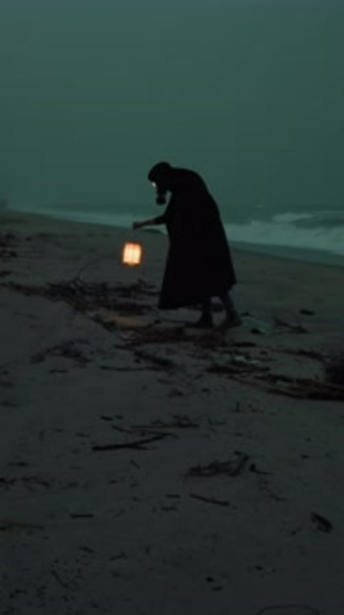 Mysterious Man Searches For Treasure And Jewelry On Beach Night After Ship Wreck