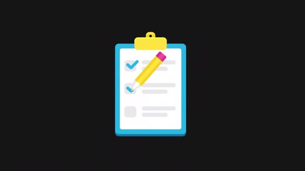 Flat Design Checklist Animation with Pencil and Checkmarks, Backgrounds ...
