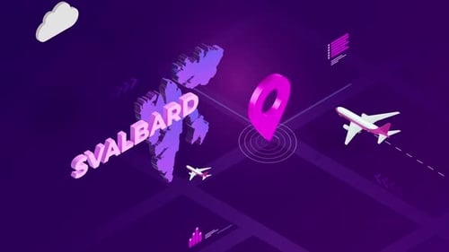 Svalbard Travel Map Location Pinpoint Isometric Animation