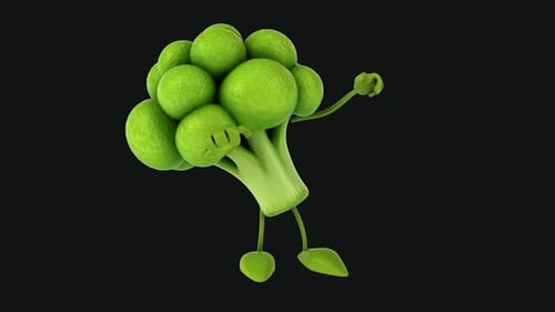 Fun 3D cartoon broccoli (with alpha channel)