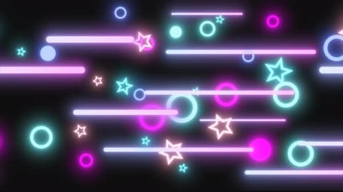 Blue purple glowing geometric abstract background pattern of lines of circles and stars