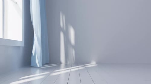 White interior building with windows, 3d rendering.