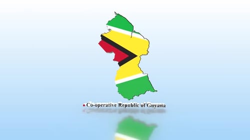 Animated 3D Map of Guyana Flag with Country Name Reveal