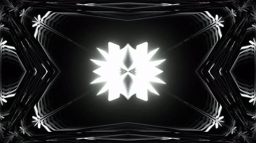 White Symmetrical Bright Geometric Neon Kaleidoscope Pattern Background Vj Loop In 4K