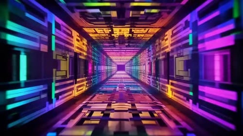 Graphisme animé futuriste en néon Sci-Fi Tunnel