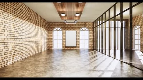 Modern Interior Room with Moving Light and Blank Canvas Mockup