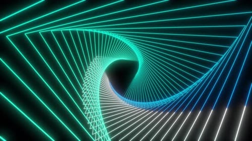 Abstract Neon Triangle Twisting Tunnel Loop