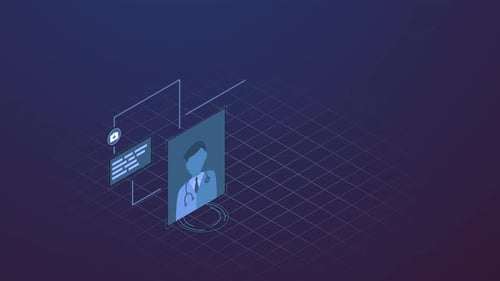 Futuristic Isometric Medical Data Interface Animation