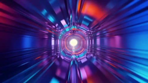 Futuristischer Neon-Science-Fiction-Warp-Tunnel-Bewegungsgrafik-Loop