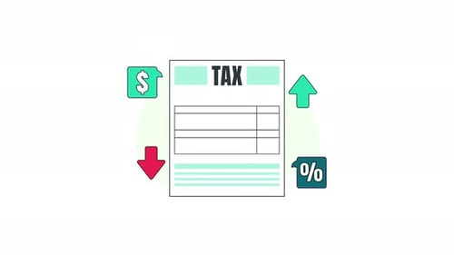Animated Flat Design Financial Tax Document with Icons